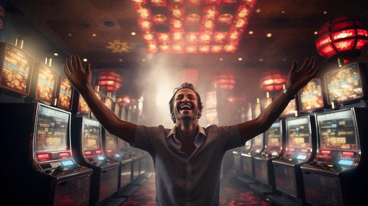 Red Tiger slot game interface showing reels, paytable, and spin button on a mobile phone screen